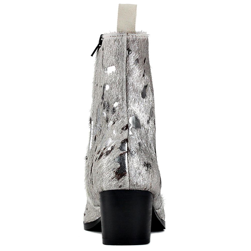 Chelsea-Stiefel aus Leder mit Pferdehaar und Leopardenmuster 