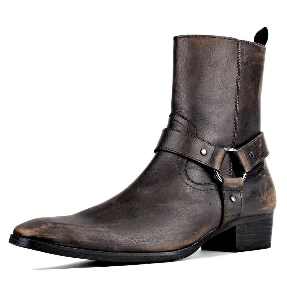 Bottines Chelsea à talons hauts et fermeture éclair en cuir de veau