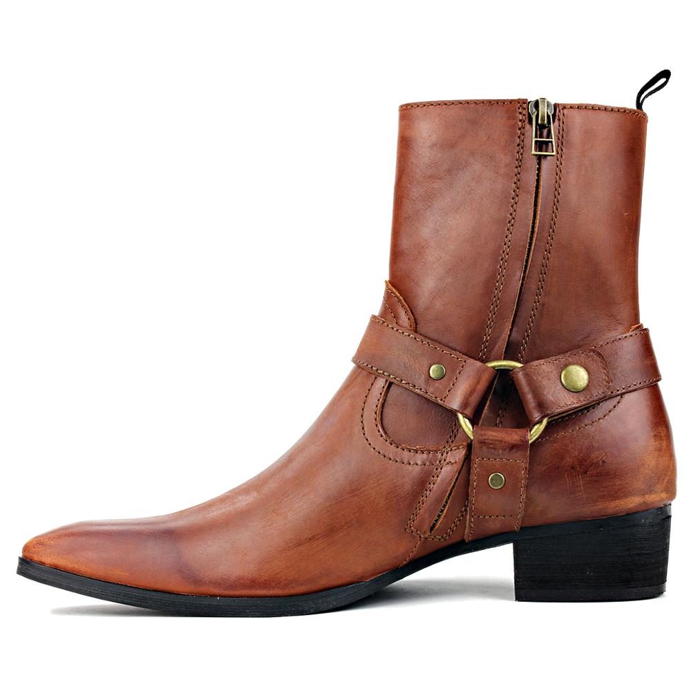 Bottines Chelsea à talons hauts et fermeture éclair en cuir de veau